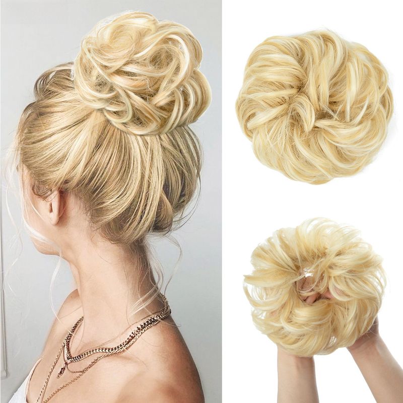 wig female flower bud ball head chemical fiber invisible fluffy natural long beard wig hair ring_voghion.com