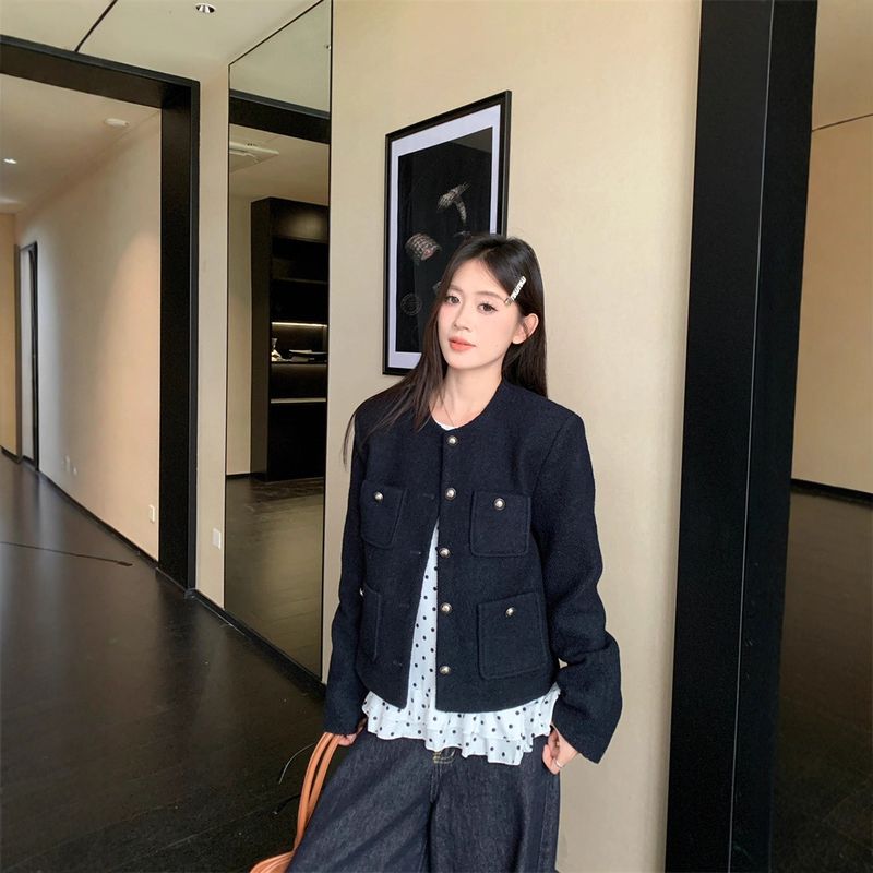 2025 Autumn Winter New Version Korean Style Versatile Loose Elegant Gentle High-end Feel Short Woolen Coat_voghion.com