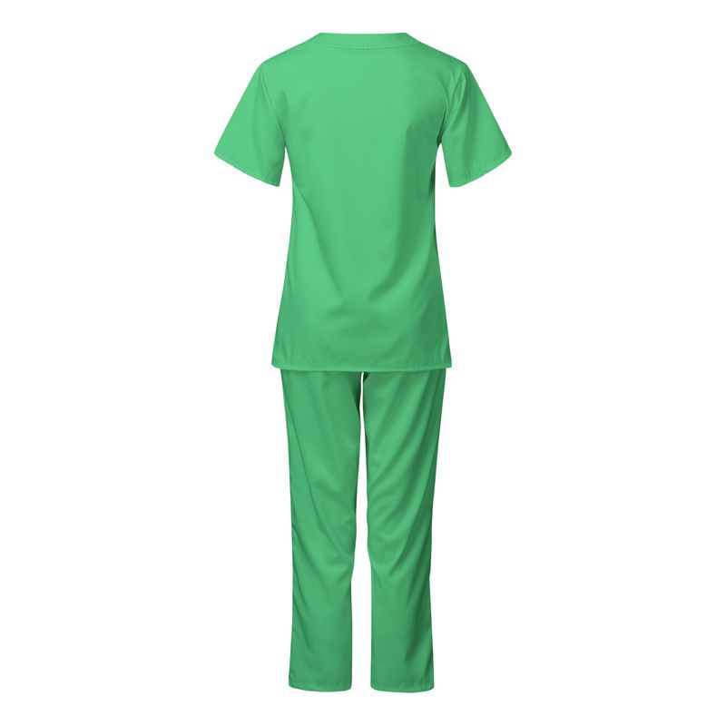 Vêtements pour femmes nouvelle couleur unie poche col en V uniforme de travail infirmier uniforme d'infirmière uniforme d'infirmière costume deux pièces femme_voghion.com