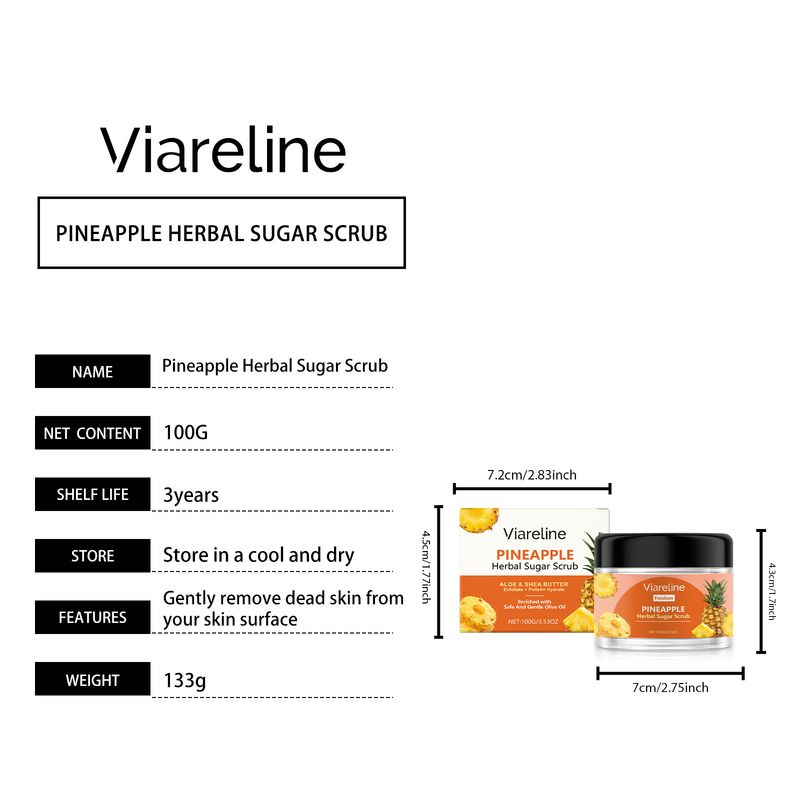 Viareline Pineapple Body Scrub Gently Cleanses Body Skin With A Soft Moisturizing Daily Treatment_voghion.com