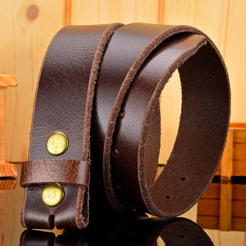 Headless for men, pure leather strip, top layer cowhide trimmed edge belt, body without leading belt strip_voghion.com