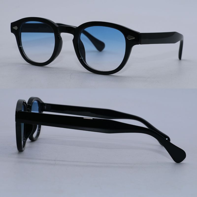 Occhiali da sole con montatura rotonda e lenti color oceano, stile Rice Stud_voghion.com