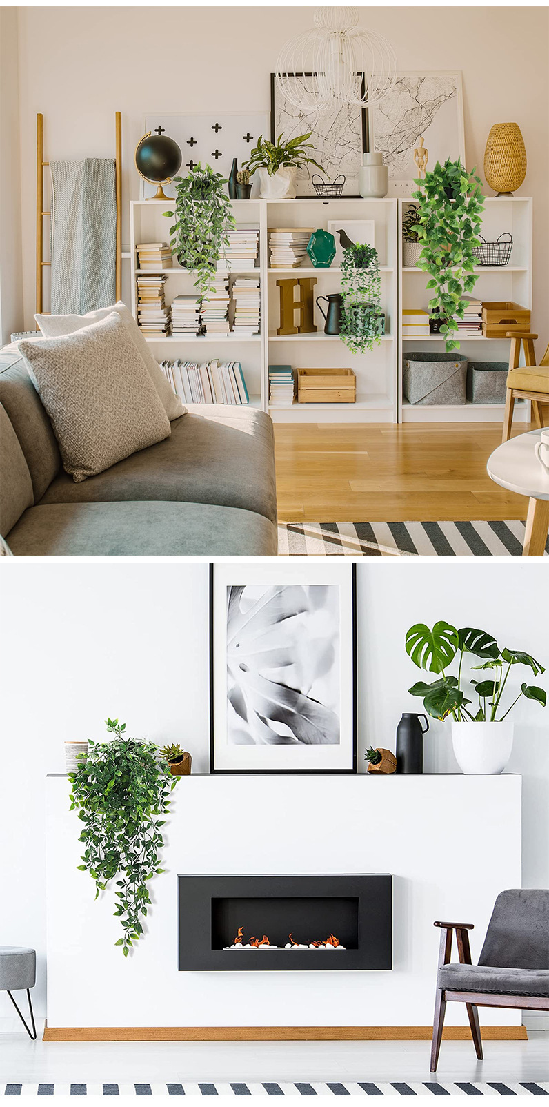 Mandala de pothos de planta colgante falsa en maceta con flor de decoración de escritorio de habitación en maceta_voghion.com
