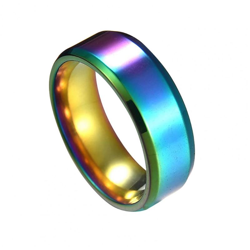 Vendita calda Uomo Argento Nero Acciaio Inossidabile Classico Colore Solido Metallo Bianco Matrimonio Fidanzamento Per Uomo Gioielli Anello Fascia_voghion.com