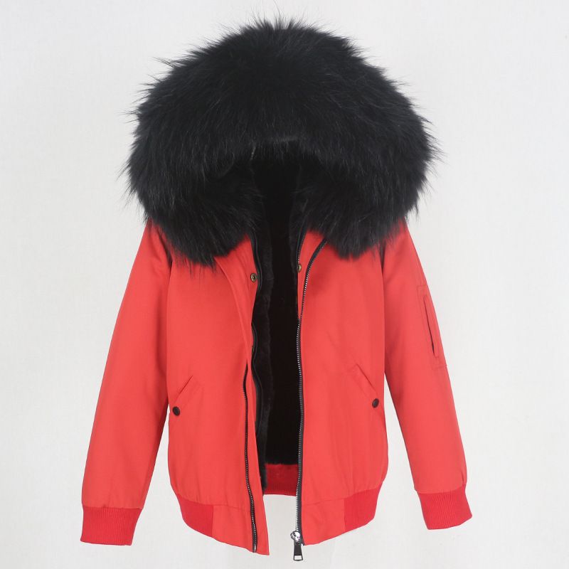 Abbigliamento donna nuovo parka con fodera in pelliccia artificiale ispessita, giacca con collo in pelliccia di volpe vera staccabile, cappotto di pelliccia_voghion.com