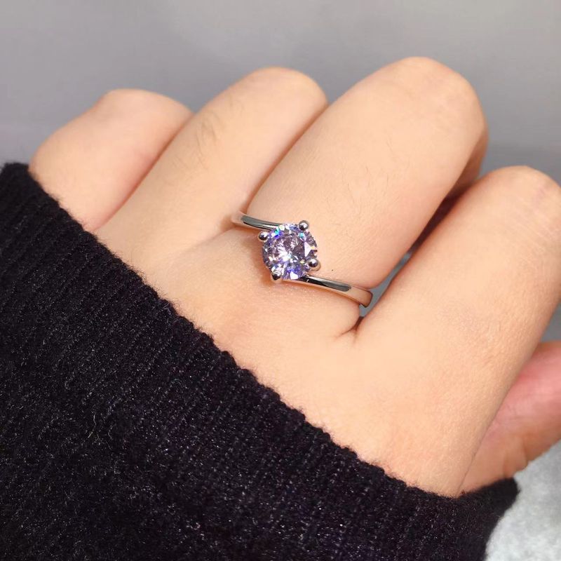 Anello da sposa con moissanite placcato argento e zircone aperto da donna_voghion.com
