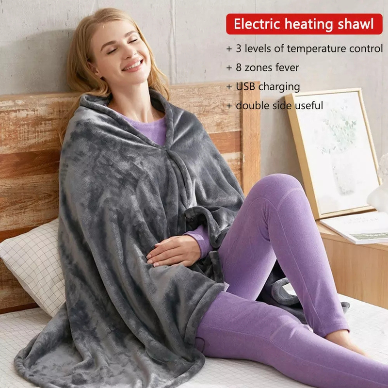 Electric heating outer shawl blanket, coral velvet warm body blanket, shawl cloak, USB charging and heating blanket,_voghion.com