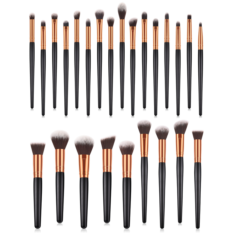 Set di pennelli per trucco da 25 pezzi, pennello per cipria, pennello per fard, pennello per ombretto, strumenti per trucco in oro nero GUJHUI_voghion.com