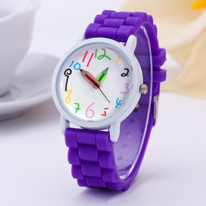 Yamaler Fashion Children Kids Arabic Numerals Pencil Analog Display Quartz Wrist Watch_voghion.com