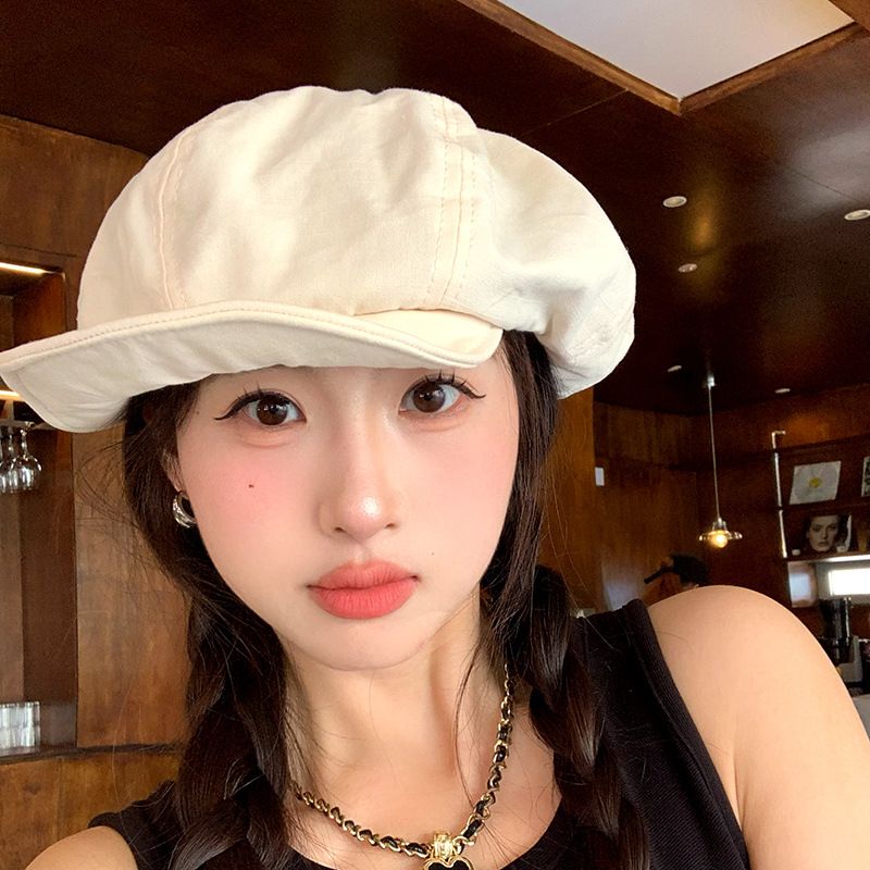 RenMou Beret Children Literary Painter Big Head Circumference Small Face Versatile Cloud Octagonal Hat Female Exclusive Supply_voghion.com