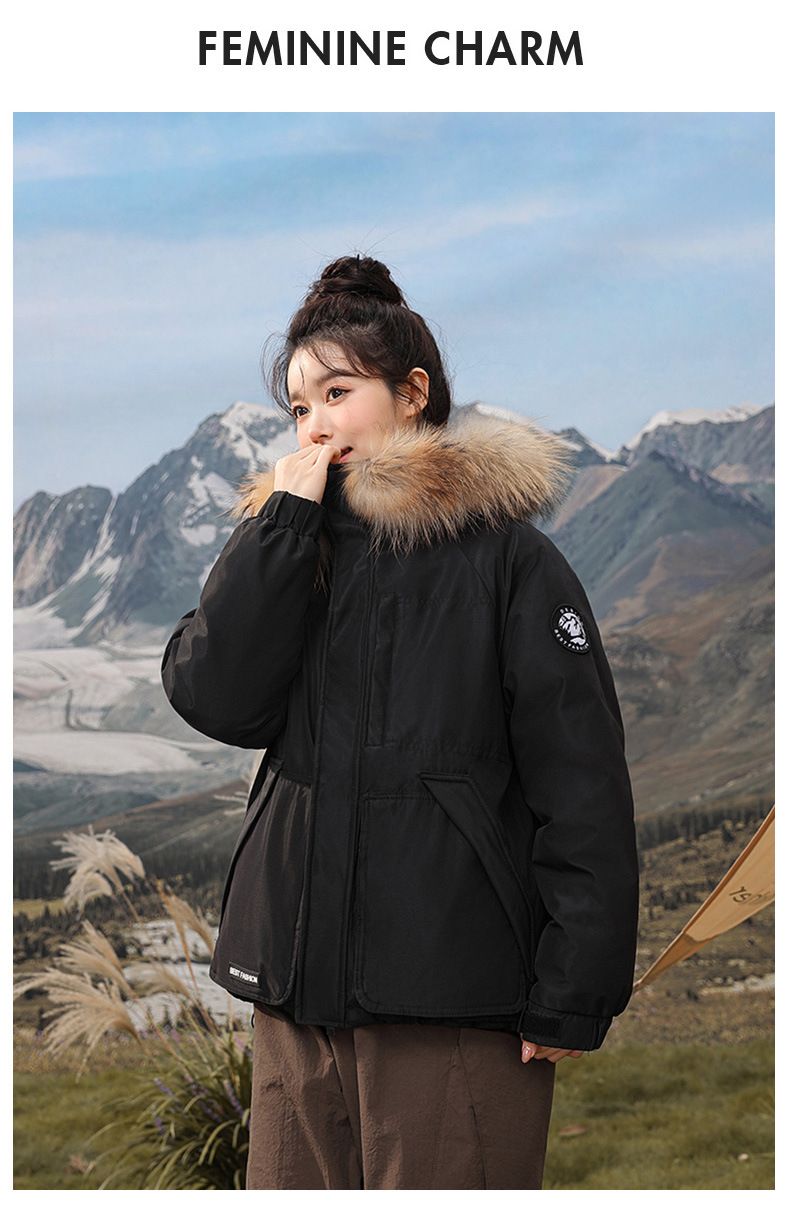 Kurze Pufferjacke für Damen im Winter mit Kunstpelzkapuze – kuschelig warme Oberbekleidung mit Fleecefutter für lässige Streetwear_voghion.com
