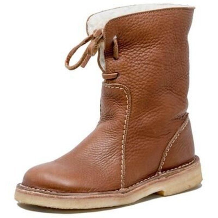 Damskor snöstövlar vinter all-match mid-calf boots bomull Martin boots_voghion.com