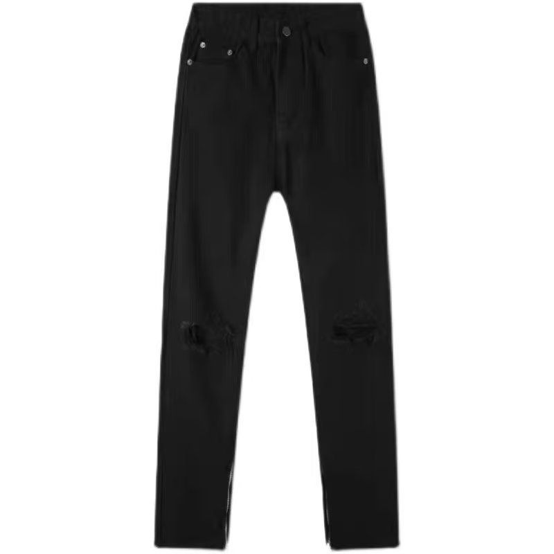 FOG Style High Street Zerrissene Lange Hosen Slim Fit Kleine Bein INS Jeans Trendy Männer_voghion.com