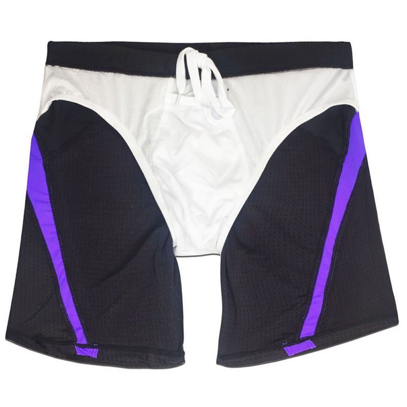 Maillot de bain mi-long UXH pour homme, coupe quatre-quarts, doublure intérieure triangulaire, maille nylon, résistant à l'eau, color-block professionnel_voghion.com