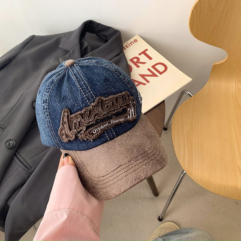 Gorra de béisbol estilo americano para mujer, otoño e invierno, circunferencia de cabeza grande, adelgazamiento facial, gorra vaquera de pico de pato._voghion.com