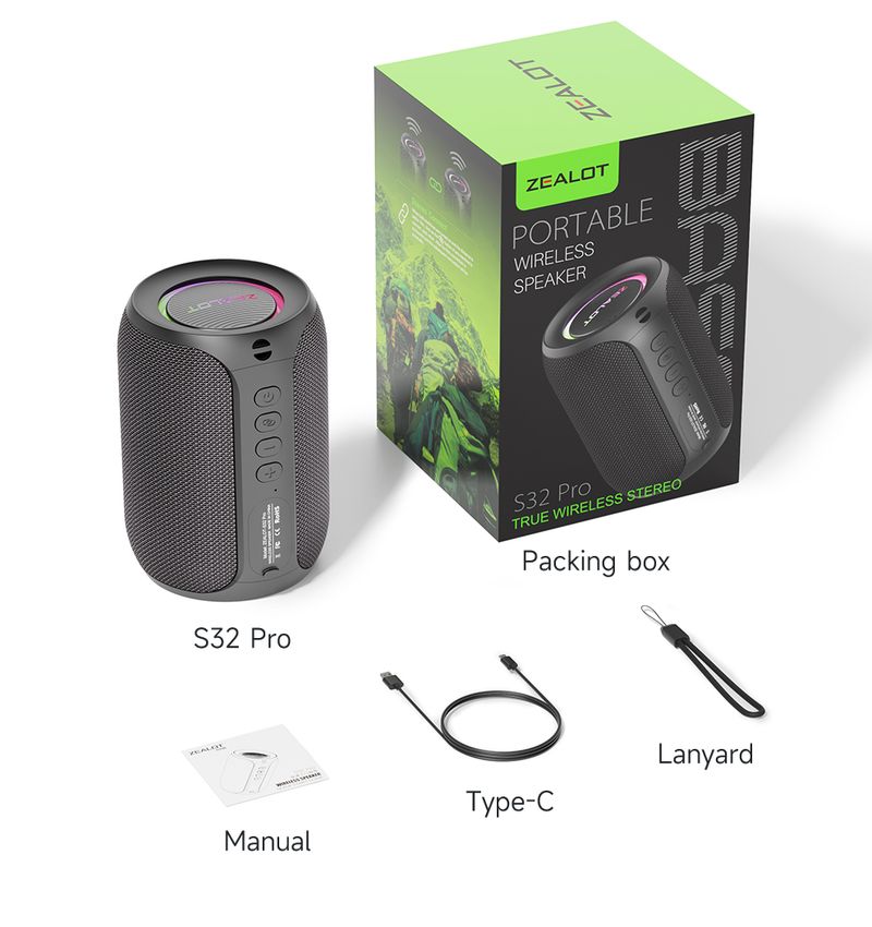 ZEALOT-S32PRO Tragbarer Bluetooth 5.2-Lautsprecher Für Den Außenbereich, Wasserdicht, Kabellos,_voghion.com