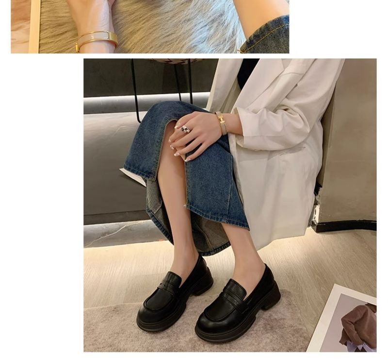 Japanische kleine Lederschuhe Damen Herbst Britischer Stil Schwarze Plateau-Loafer Ein Pedal Jk Uniform Einzelschuhe_voghion.com