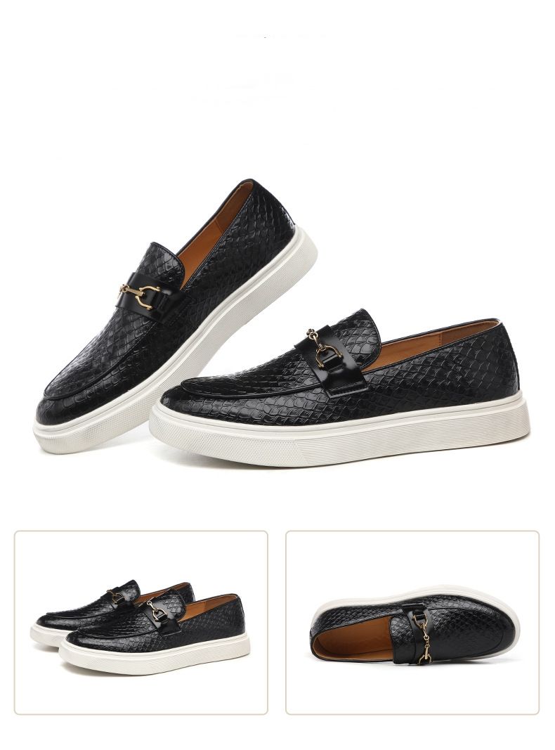 Mode für Herren Casual Emed Leder Männer Klassische Schnalle Loafer Herren Slip-on Board Schuhe Outdoor Driving Flats_voghion.com