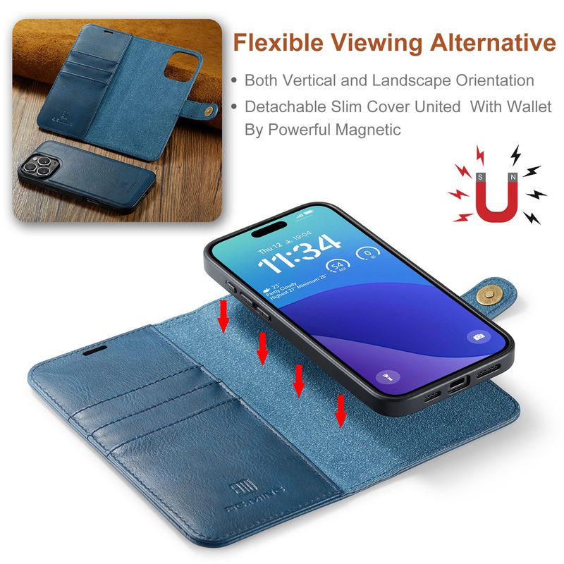 Suitable for iPhone16 Pro Max magnet split mobile phone leather case iPhone15 Pro Max protective case_voghion.com