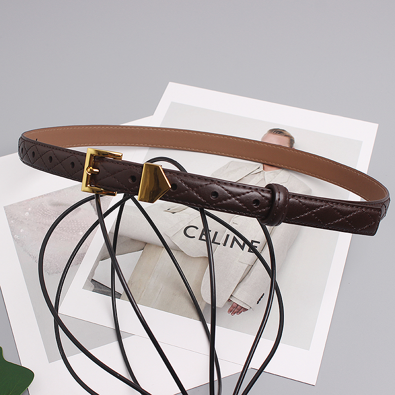 Novo žensko vsestransko okrasno krilo, pas za hlače z diamantno karirasto stisnjeno črto, majhna kvadratna zaponka, trikotnik in obroček_voghion.com