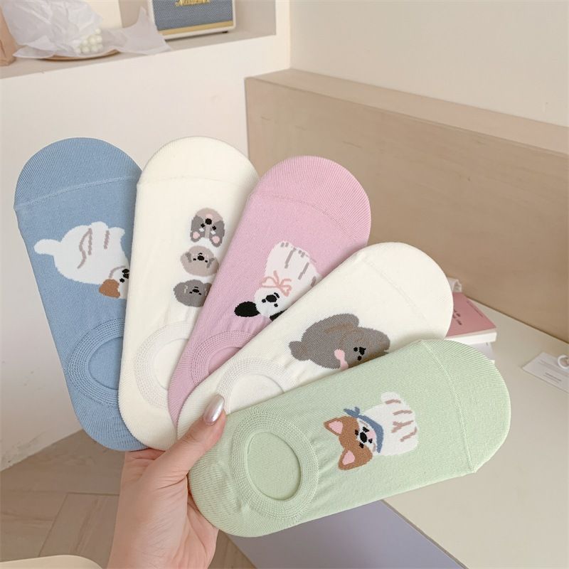 Women's & Men's Cotton No Show Socks With Cute Animal Patterns, Seamless Comfort, Breathable & Anti-Slip For Daily Wear_voghion.com