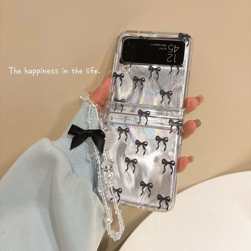 Fold full screen bow for Samsung zflip5 folding screen phone case GalaxyZFLIP3/4 protective cover_voghion.com