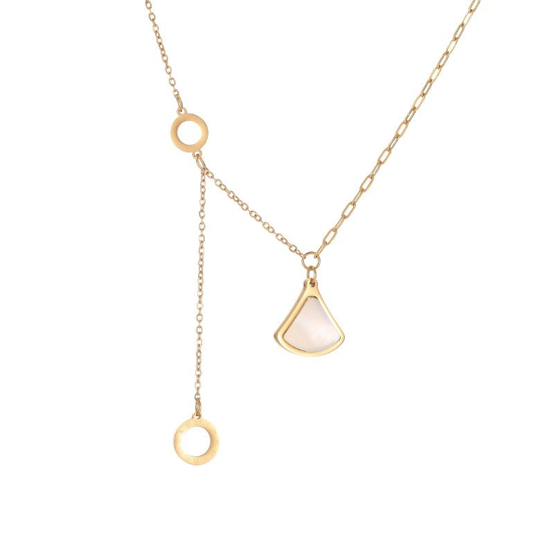 Light INS Fan-shaped Skirt Titanium Steel Necklace Small Design Collar Bone_voghion.com