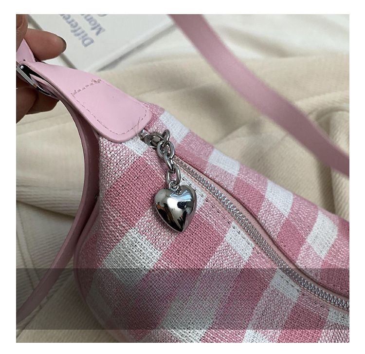 Large-Capacity Canvas Fall/Winter 2025 New Shoulder Bag Crossbody Bag Plaid Dumpling Bag_voghion.com