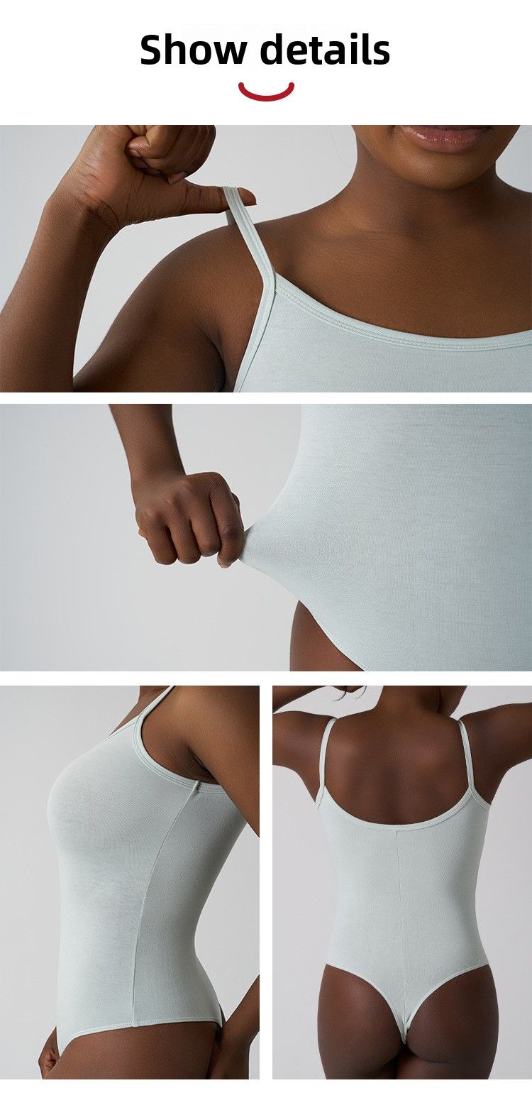 SKIMS Same Style COTTON CAMI BODYSUIT Cotton Spandex Tank Top Strap Backless Sexy Breathable One-Piece_voghion.com