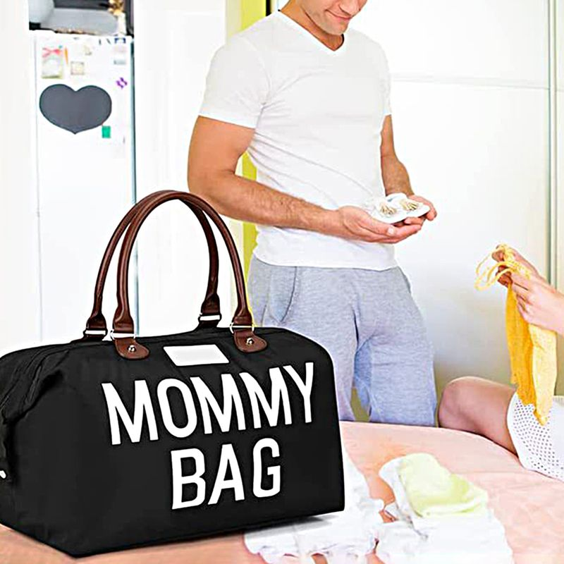 Lihao Pieluszka o dużej pojemności, haftowane litery, podwójny pasek z uchwytem, mama, szpitalna torba podróżna na zewnątrz - czarna_voghion.com