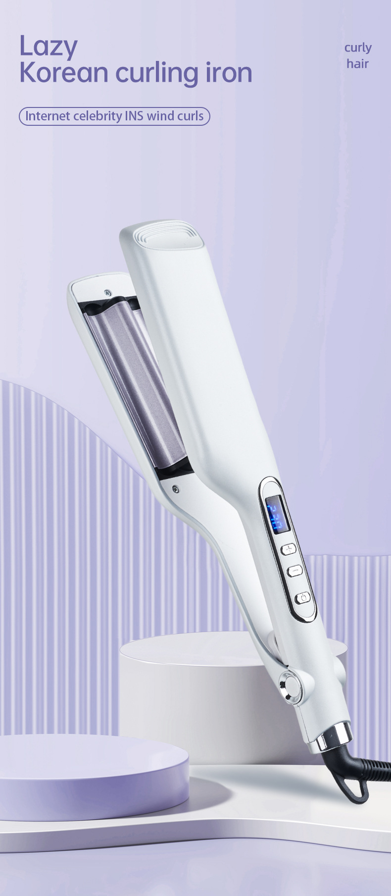 New Egg Roll Hair Curler Water Wave Electric Flat Negative Ion Three Tube Curling Iron Lazy Home Use_voghion.com