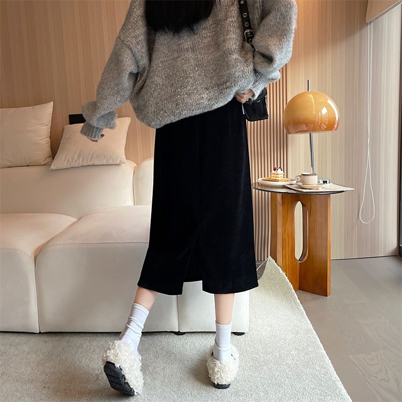 ChicShe 2024 Spring And Autumn New Thin Style Plus Size Loose Slimming High Waist With Slit Straight A-Line Skirt_voghion.com