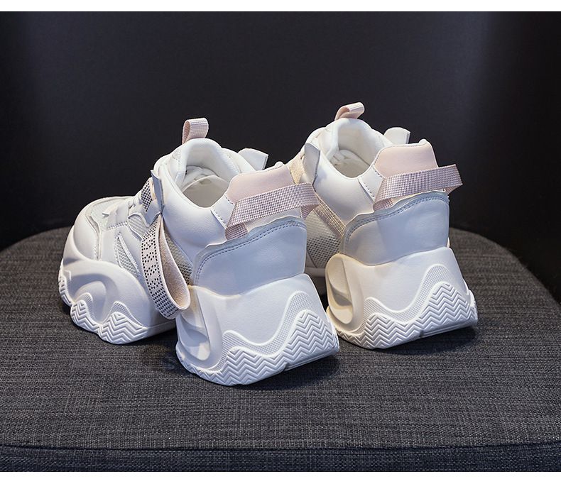 Thick-soled Transparent Mesh And Double-layer Mesh Heightening Dad Shoes Casual Versatile Style Small Women's Shoes_voghion.com
