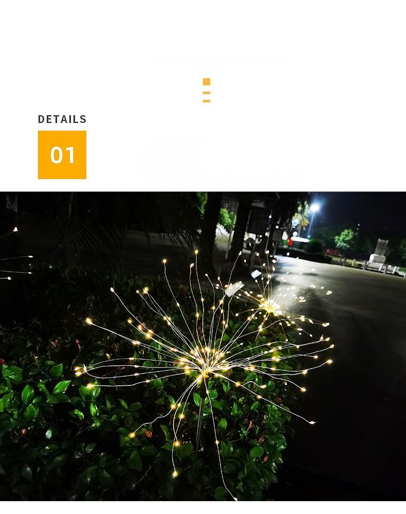 Solar Ground Stake LED Dandelion String Outdoor Garden Decorative Lawn One-to-Four Fireworks Light_voghion.com