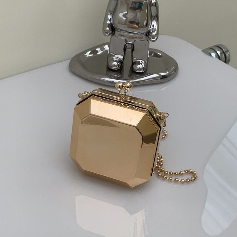 Borsa a tracolla piccola, semplice e alla moda, con tracolla a catena, per donna, con specchio quadrato, nuova, stile styling box_voghion.com