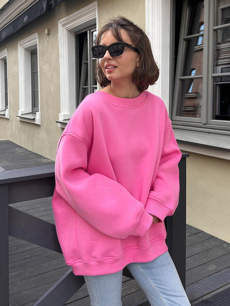 Robe femme col rond sweat à capuche ample femme_voghion.com