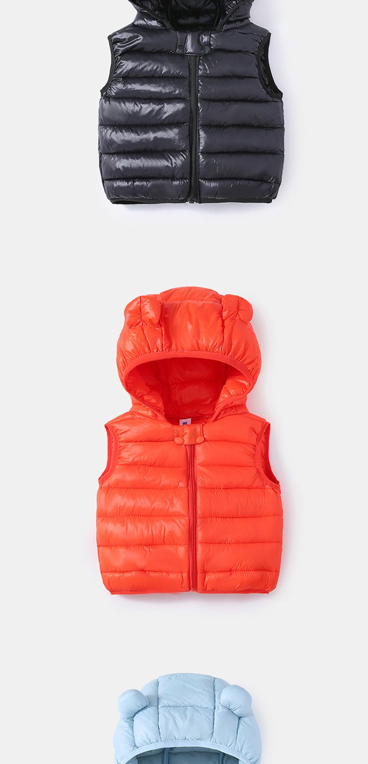 Unisex babyvest met capuchon - lichtgewicht warme jas voor peuters, jongens en meisjes, zacht polyester, schattig dierenorenontwerp, lente, herfst en winter buitenkleding_voghion.com