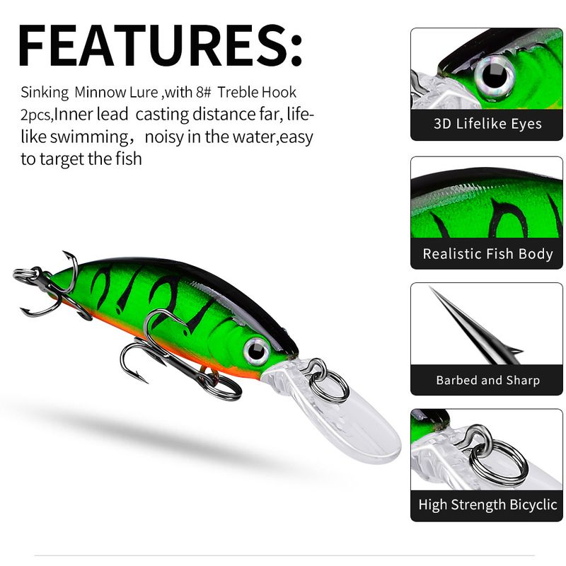 Long Casting Lure Hard Freshwater Bait Sinking Minnow 5.5g/7cm For Sunfish And Bass_voghion.com