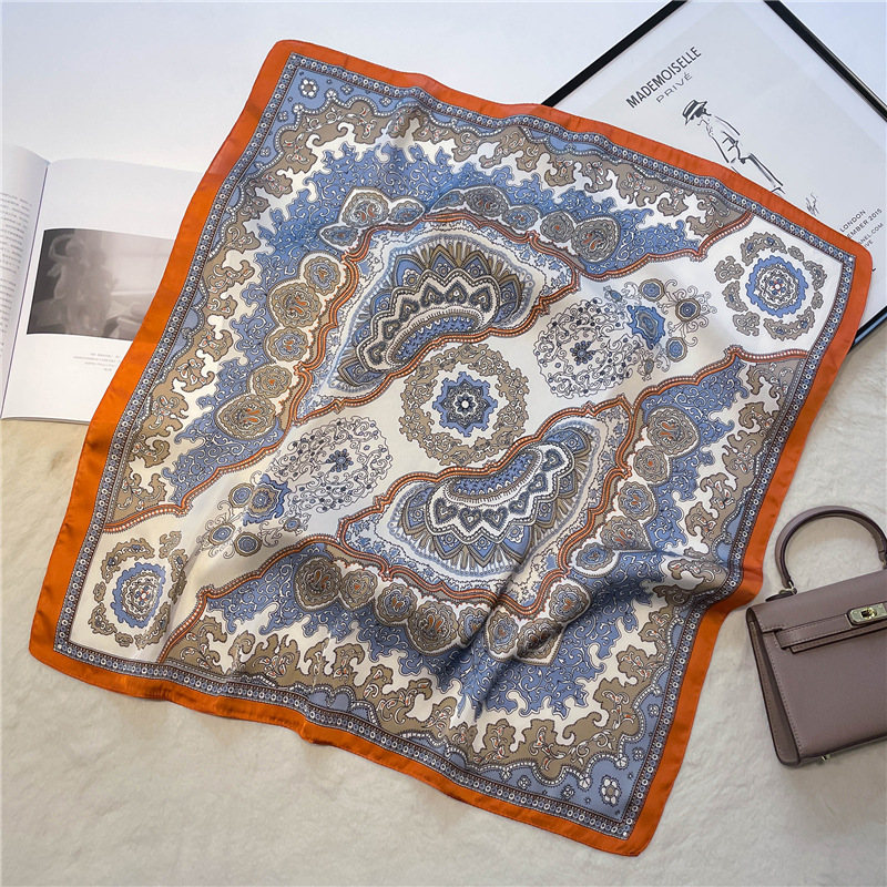 Pañuelo cuadrado pequeño occidentalizado, pañuelo de seda, pañuelo de seda de imitación para mujer, chal estampado, pañuelo de protección solar, diadema,_voghion.com