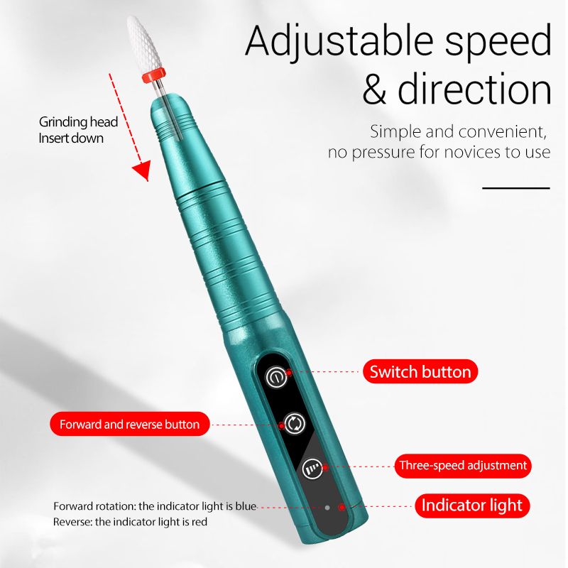 Trapano per unghie a batteria da 35000 giri/min per unghie, trapano per unghie elettrico portatile, per pedicure, manicure, per salone_voghion.com