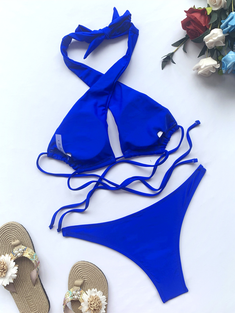 bikini enfärgad baddräkt dam dräkt baddräkt remmar bikini_voghion.com
