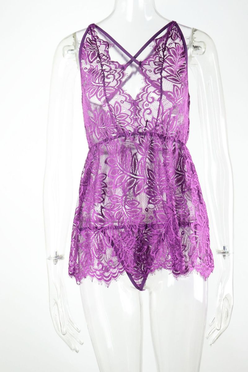 Women's clothing sexy lingerie waist lace home wear cross suspender nightgown_voghion.com