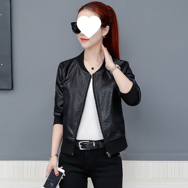Veste de baseball courte et décontractée en cuir pour femme, nouvelle version coréenne, ample et slim, printemps-automne 2025_voghion.com