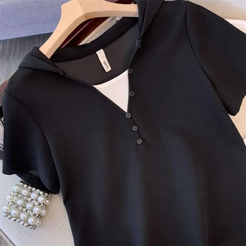 Lazy Style Hooded Color-Block Wide-Leg Pants Set For Women Summer Plus Size Casual Elegant Slimming Two-Piece Trendy_voghion.com