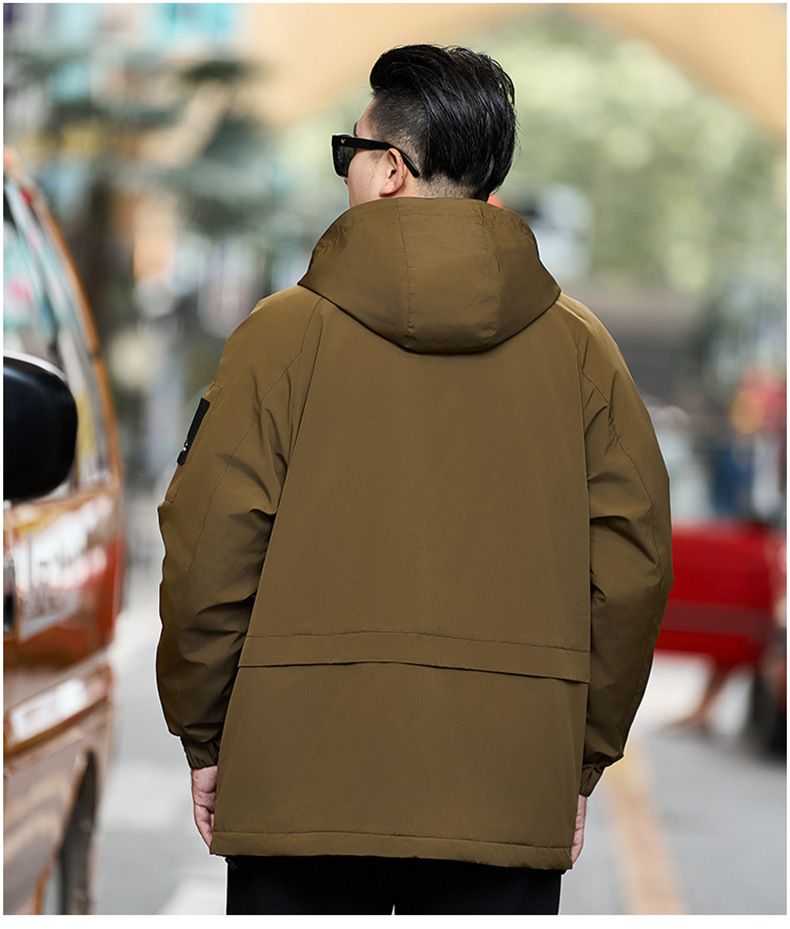Men's Plus Size Winter Jacket With Fleece Lining - Oversized Workwear Style (4XL-11XL, Black/Green) | Water-Resistant & Multi-Pocket_voghion.com