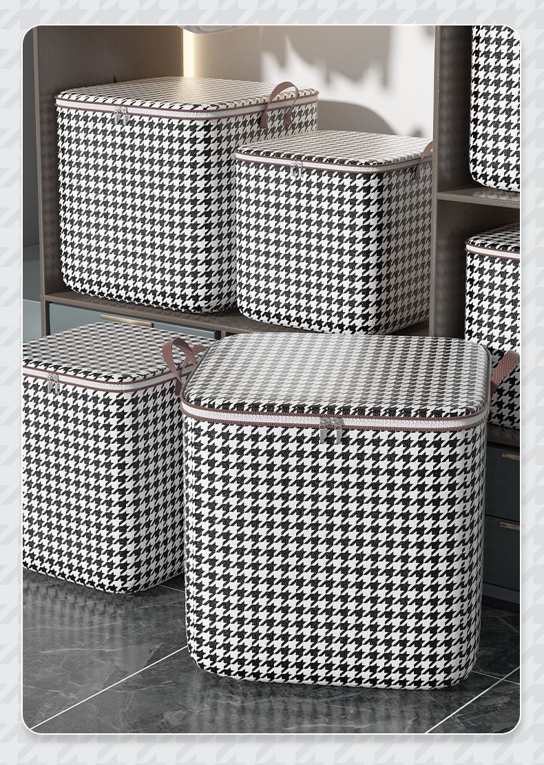Scatola portaoggetti pieghevole pied de poule - Borsa portaoggetti antipolvere e antiumidità di grande capacità per uso domestico_voghion.com