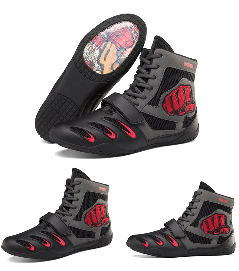 Chaussures de boxe professionnelles pour adolescents, tailles 29 à 46, chaussures de combat, de lutte, de sanda, respirantes et antidérapantes_voghion.com