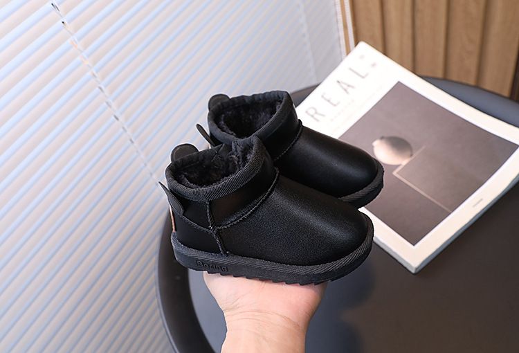 Kinder-Winterstiefel – Warme Baumwoll-Halbschuhe für Jungen und Mädchen (Schwarz/Weiß, Größen 17–28)_voghion.com