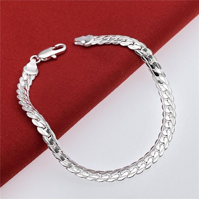 Silver Plated Side Bracelet For Men Women, Korean And Japanese Style, Unique Cool Hip-Hop Ins Niche Simple Design 5MM_voghion.com