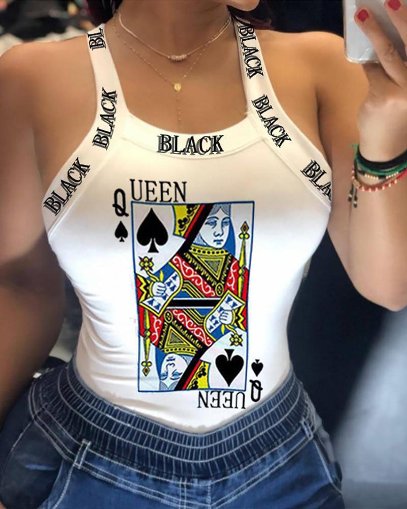 Damenbekleidung Sexy T-Shirt mit Hosenträger-Print für Damen, kleines Unterhemd, 24 Farben, 8 Größen auf Lager_voghion.com